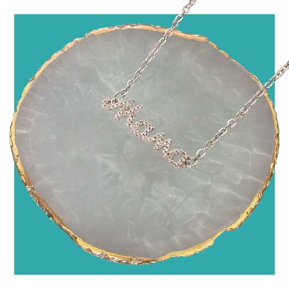 Jewelry - Mama Necklace Silver Plated Rhinestone Pendant & Cable Chain Layering Jewelry